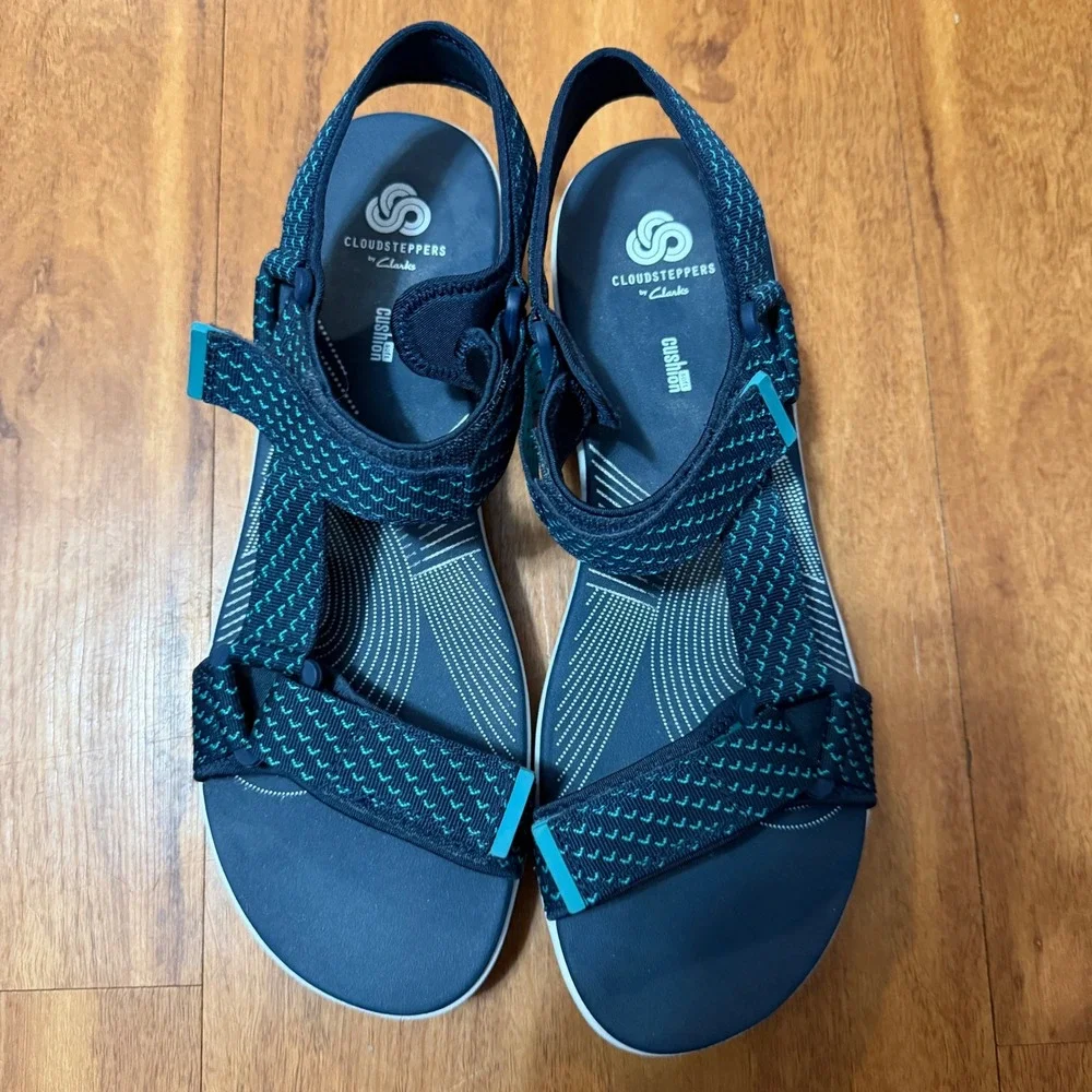 Clarks Sandals Womens 11M Navy Arla Glison Cloudsteppers Strappy Sporty 26126598